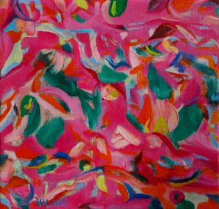 Abstract in pink and green - oil paint on Flemish canvas 2…. Free illustration for personal and commercial use.