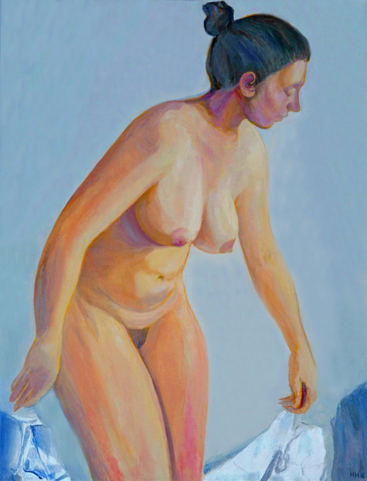 Young woman - oil painting on Flemish canvas 79x102cm 2016…