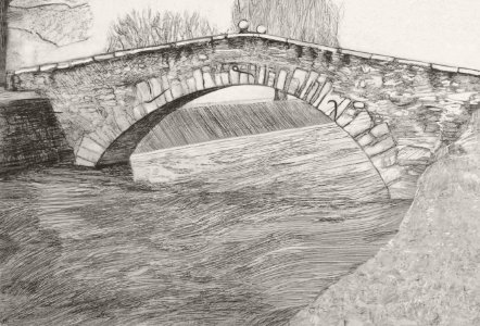'Pont Napoleon' in Aigle - etching 18x27cm'85, created and…. Free illustration for personal and commercial use.