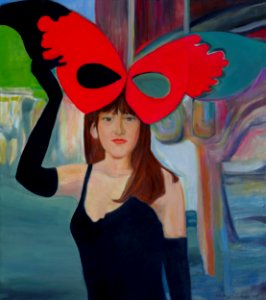 Butterfly Girl - oil painting on canvas 74x81cm 2017. Free illustration for personal and commercial use.