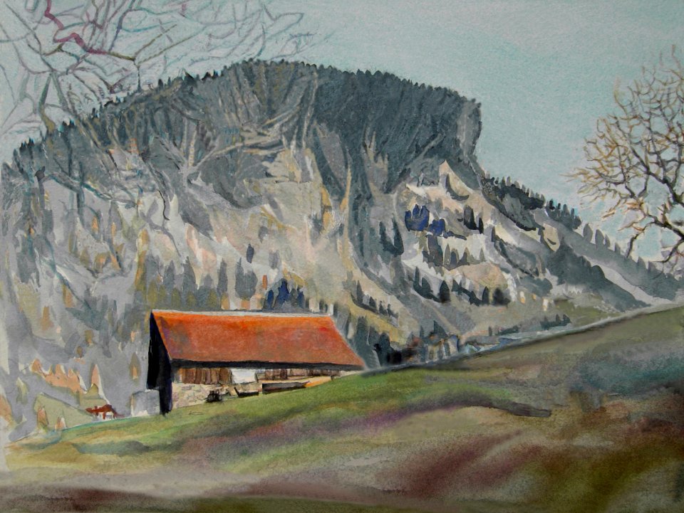 Frenières - detail of a watercolour 31x41cm 2003