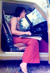 Hubertine Heijermans sits drawing in her car in the Provin…