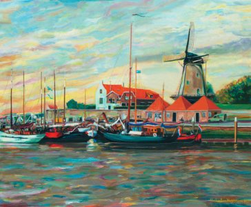 Zierikzee New Harbour - oil painting on Dutch canvas 62x74…. Free illustration for personal and commercial use.
