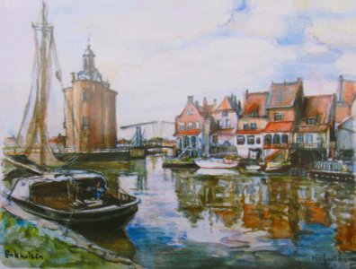 Lighthouse of Enkhuizen - watercolour 22x28cm 1992. Free illustration for personal and commercial use.