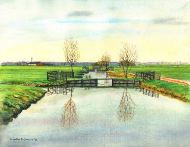 Capelle a_d IJssel 1 - watercolour 22x30cm 1992. Free illustration for personal and commercial use.