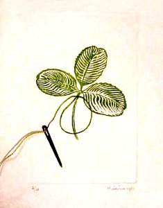 Etching III - cloverleaf with 4 leaves 1981. Free illustration for personal and commercial use.