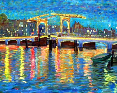 Amsterdam 'Skinny Bridge' - oil painting on canvas 92x115c…. Free illustration for personal and commercial use.