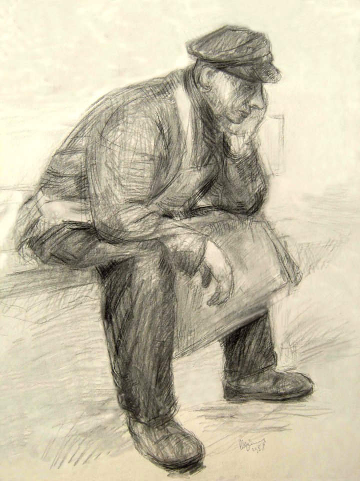 Amsterdam 'employee' - charcoal 37x50cm 1958