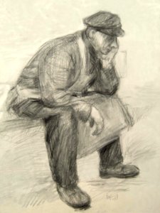 Amsterdam 'employee' - charcoal 37x50cm 1958. Free illustration for personal and commercial use.