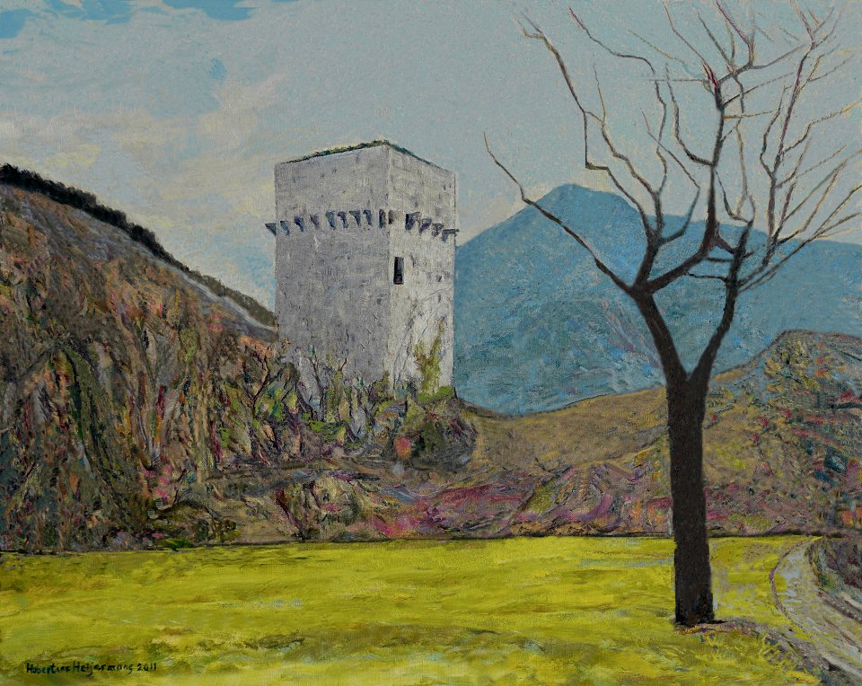 Medieval Tower in St.Triphon- oil painting on Dutch canvas…