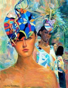 Hats by Emilio Pucci - oil painting on Flemish canvas 61x7…. Free illustration for personal and commercial use.