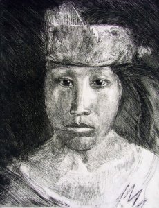 Young Indian - etching 25x31cm 1977. Free illustration for personal and commercial use.