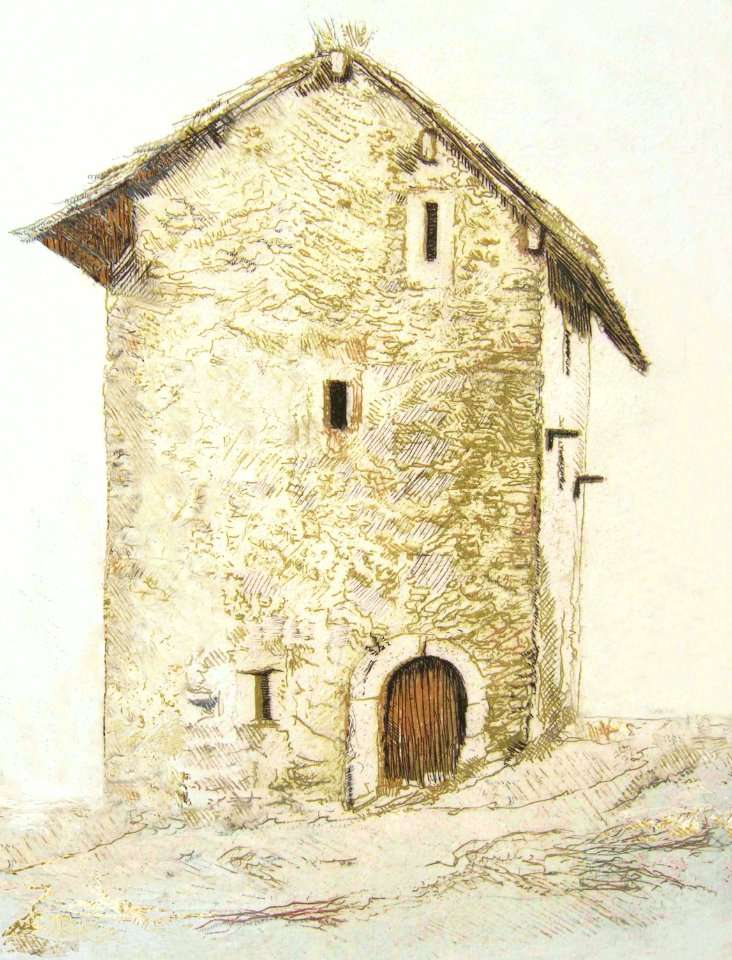 Dime house at Glutières - detail of an etching 32x43cm 19…