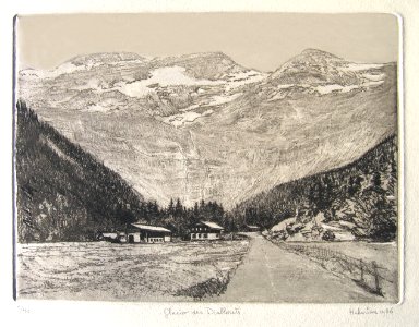 Glacier of the Diablerets - etching 25x31cm 1986. Free illustration for personal and commercial use.