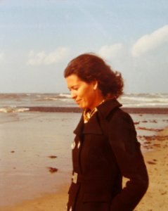 A walk on the Dutch beach of the North sea in 1970 - she a…. Free illustration for personal and commercial use.