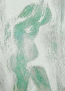 Woman taking a shower - etching with sugar technics on a c…