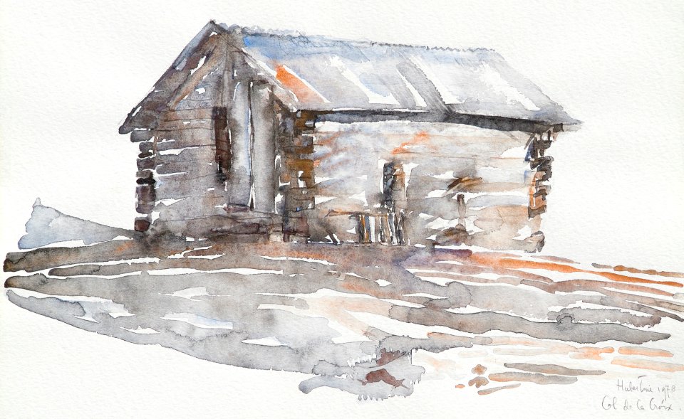 Wooden mountain shed - watercolour 21x30cm 1978
