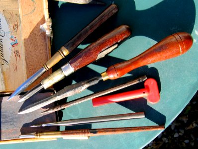 Tools for etching on a zinc or copper plate, by means of a…