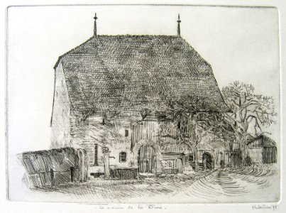 Aigle Dîme House - etching 20x30cm 1975. Free illustration for personal and commercial use.