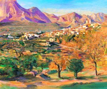 Polop at the Costa Blanca - oil painting on canvas 66x80cm…. Free illustration for personal and commercial use.