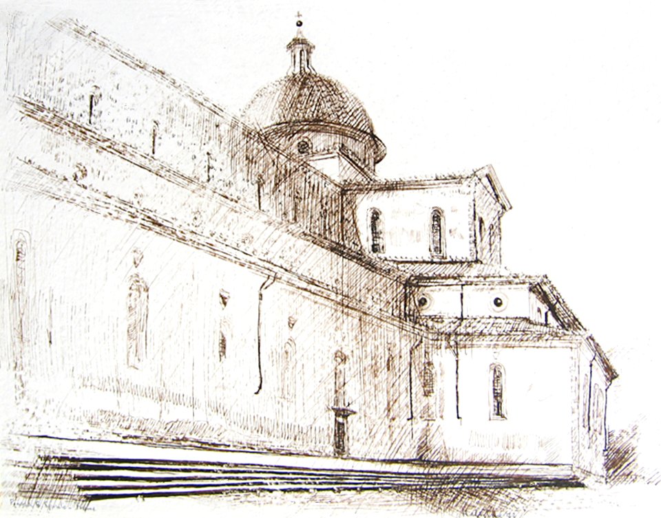 Church of Santo Spirito in Florence - pen&ink 30x41cm 1972…