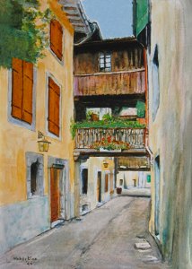 Ruelle de Jérusalem - watercolour 32x48cm 1992. Free illustration for personal and commercial use.