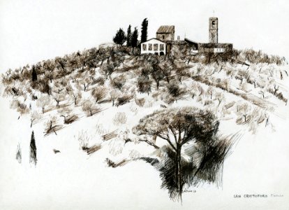 San Cristoforo Italy - pen&ink drawing 38x48cm 1970. Free illustration for personal and commercial use.