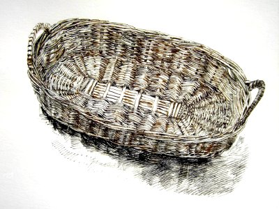 Empty basket - pen&ink drawing 40x50cm 1975. Free illustration for personal and commercial use.
