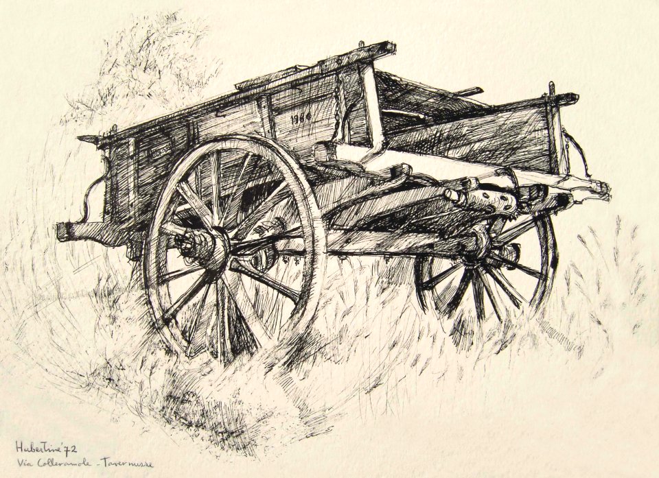 Tavernuzze near Florence in Italy - pen&ink drawing 24x34c…