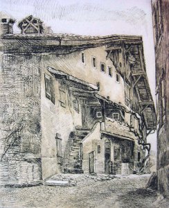 Bex, l'Allex - etching on 2 plates 25x31cm 1981