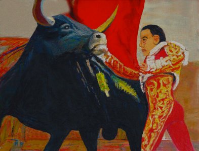 The Spanish 'Corrida' with 'El Fundi'- oilpainting on canv…