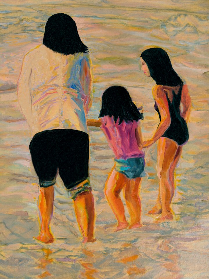Greek mother with her daughters - oil painting 30x40cm 200…. Free illustration for personal and commercial use.