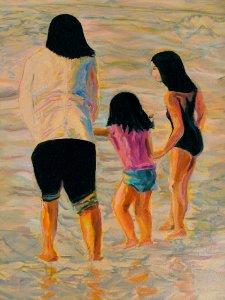 Greek mother with her daughters - oil painting 30x40cm 200…