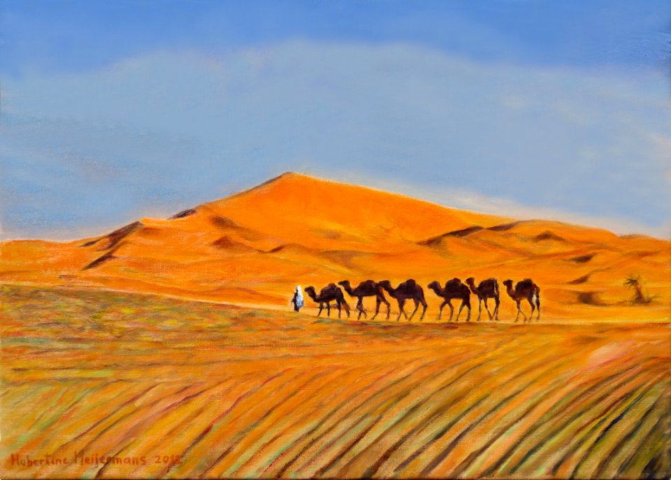 Khemliya Erg-Chebbi - oil painting on canvas 37x47cm 2012. Free illustration for personal and commercial use.