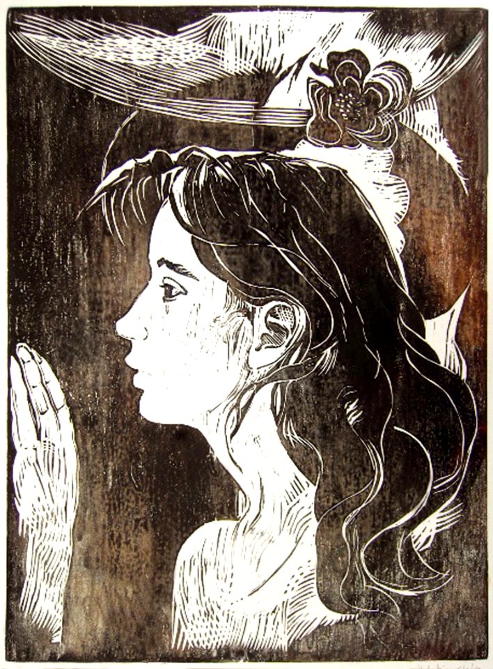 Madeleine de Ridder-Lobkowicz - woodcut 32x42cm 1976