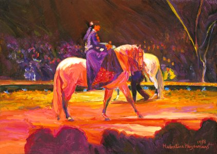 Circus Knie, Mary-José en amazone - oil painting on canvas…. Free illustration for personal and commercial use.