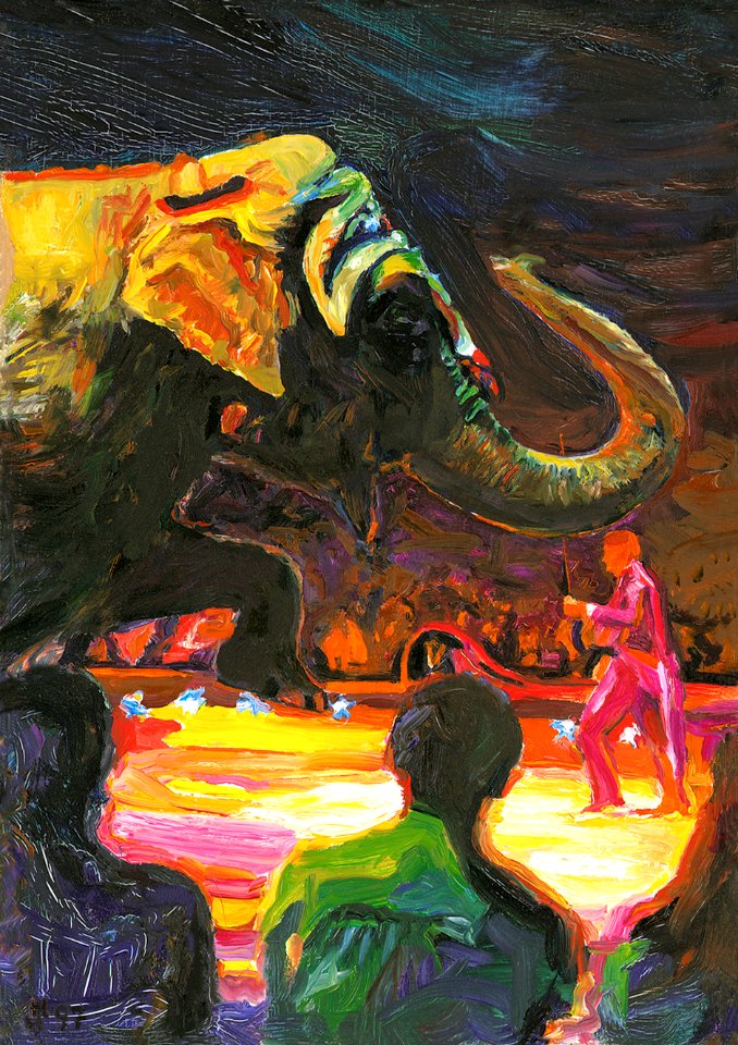 Franco Knie, oilp. on panel 18x26cm 1997