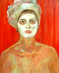 Beauty mask - oil painting on canvas 52x73cm 1964. Free illustration for personal and commercial use.