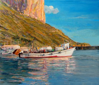 Calpe harbour - oil painting on heavy Flemish linen 63x74c…. Free illustration for personal and commercial use.