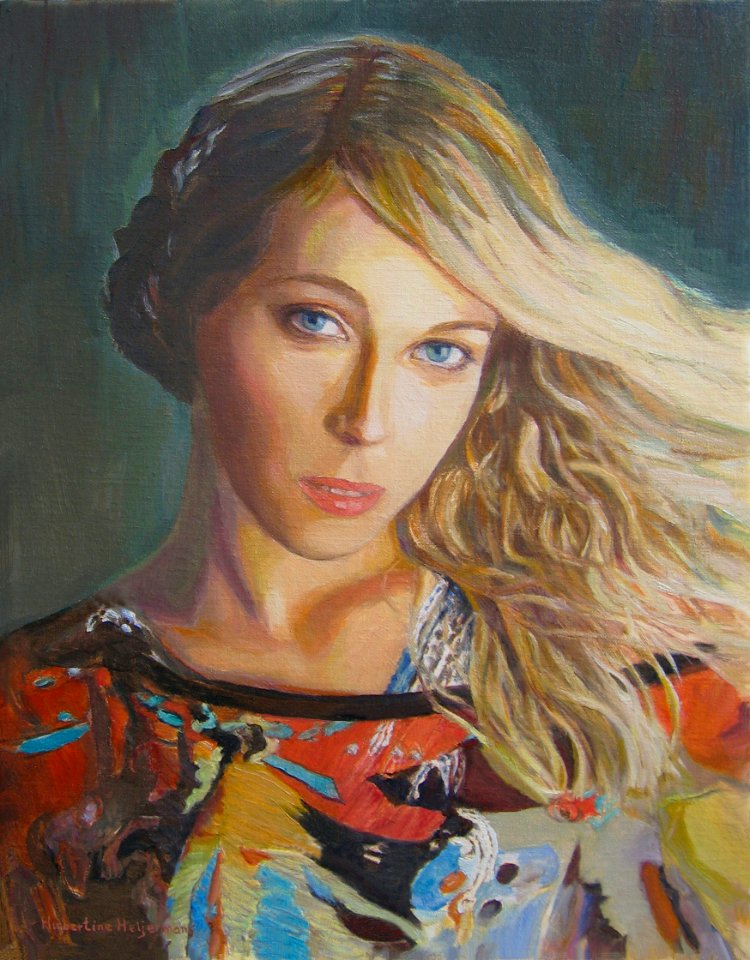 Blond hair - oil painting on canvas 36x46cm 2008. Free illustration for personal and commercial use.