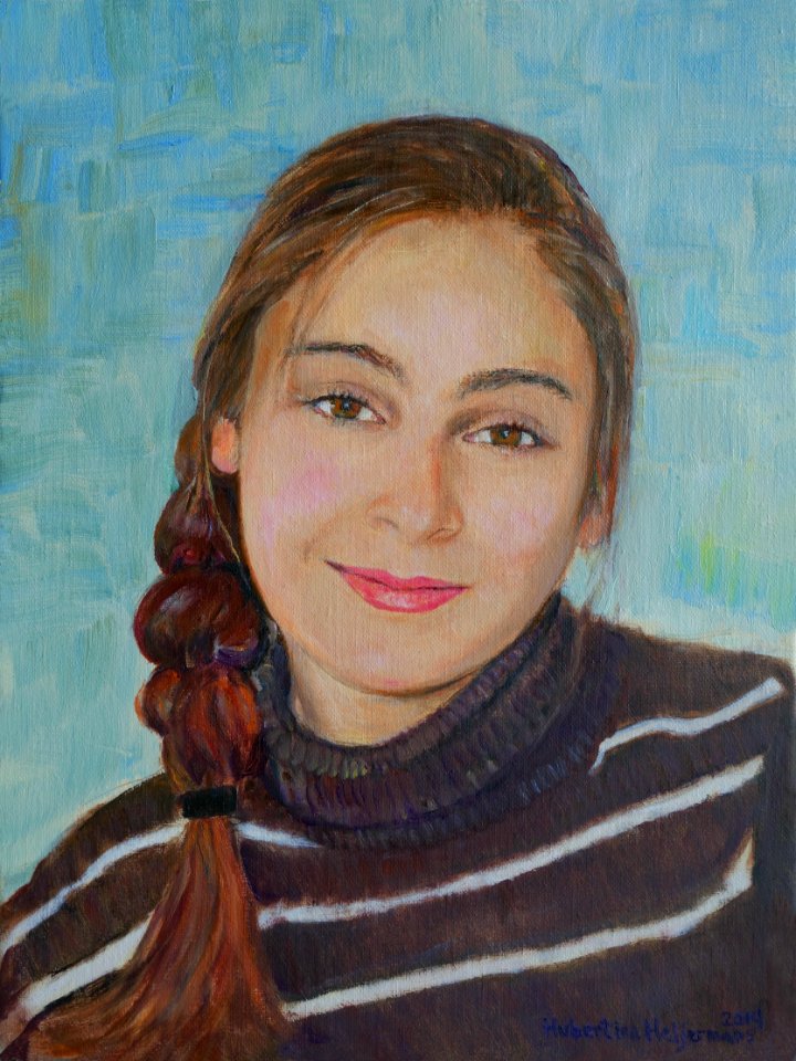 A young girl - oil painting on canvas 30x40cm 2014. Free illustration for personal and commercial use.