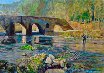Trout fishing in France - oil painting on Flemish canvas 4…. Free illustration for personal and commercial use.
