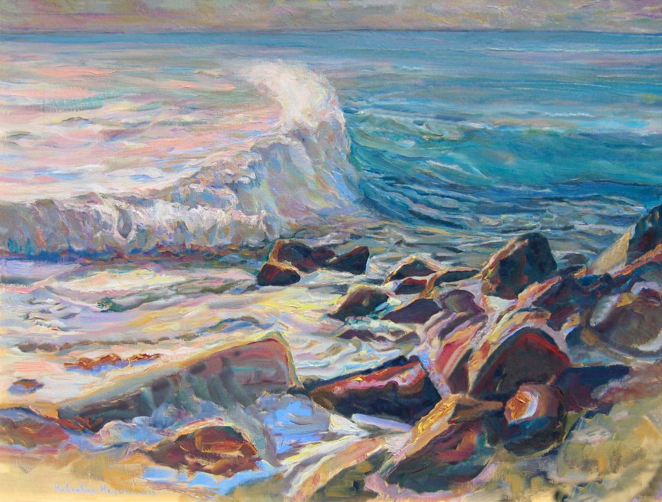 A big wave at La Cala de Finestrat - oil painting on canva…