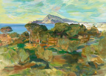 Peninsula of Albir - oil painting on coarse Dutch linen 70…. Free illustration for personal and commercial use.