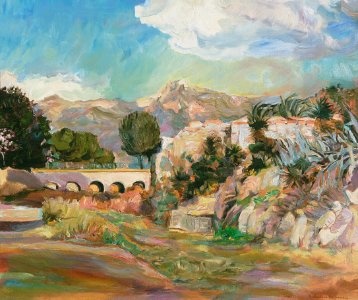 Old bridge at Benidorm - oil painting on canvas 83x100cm 1…. Free illustration for personal and commercial use.