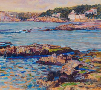 Rocks in a bay near Moraira - oil painting on canvas 55x61…. Free illustration for personal and commercial use.