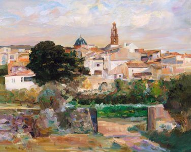Finestrat in Provincia Alicante Spain - oil painting on ca…. Free illustration for personal and commercial use.