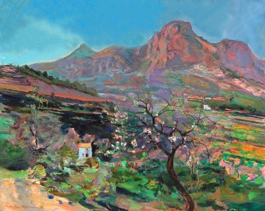 La Nucia, almond trees in february - oil painting on canva…. Free illustration for personal and commercial use.