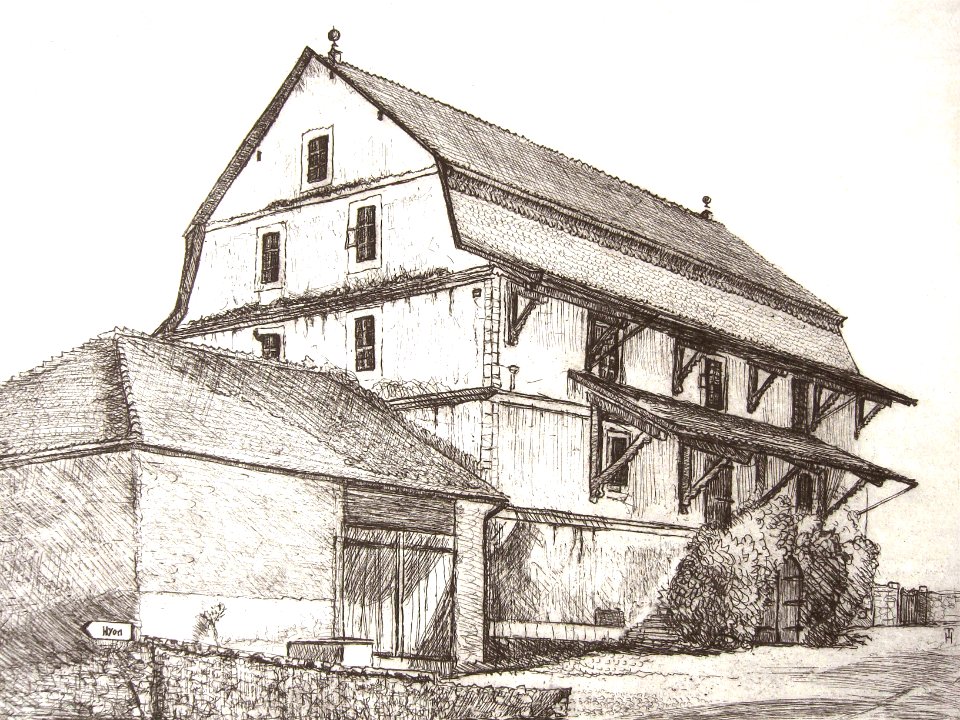Duillier near Nyon - etching detail 23x28cm 1985