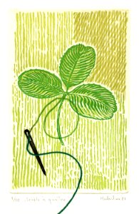 Clover leaf with 4 leaves - a real thread sown on to this …. Free illustration for personal and commercial use.